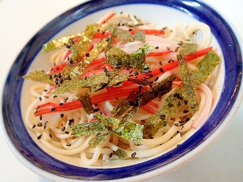 味ぽんで　かにかま・もみ海苔・黒胡麻のお素麺♬